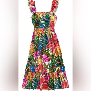 NEW Women’s Floral Midi Dress in Tropical Multicolor